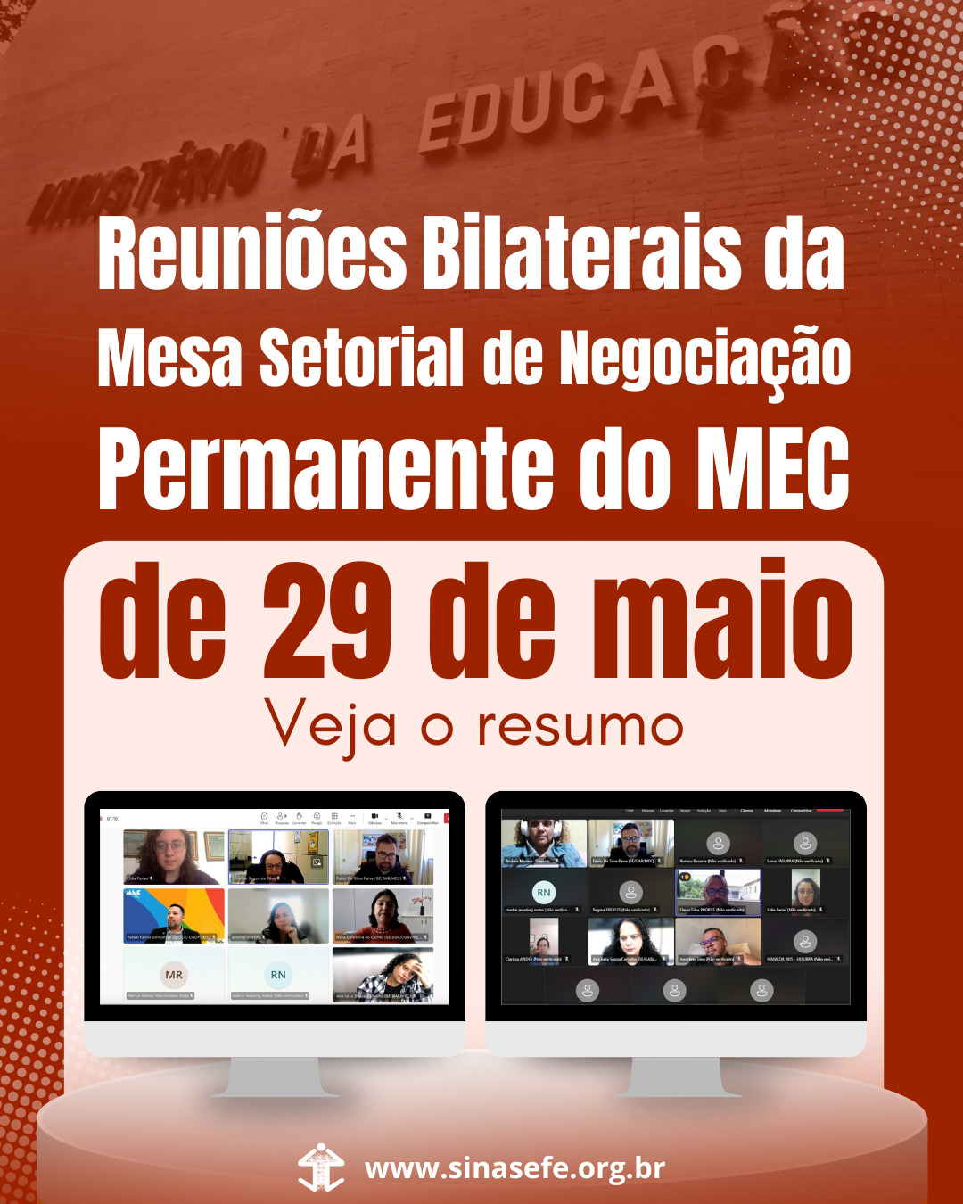 Mesa Setorial: confira o resumo das reuniões realizadas com o MEC em 29/05