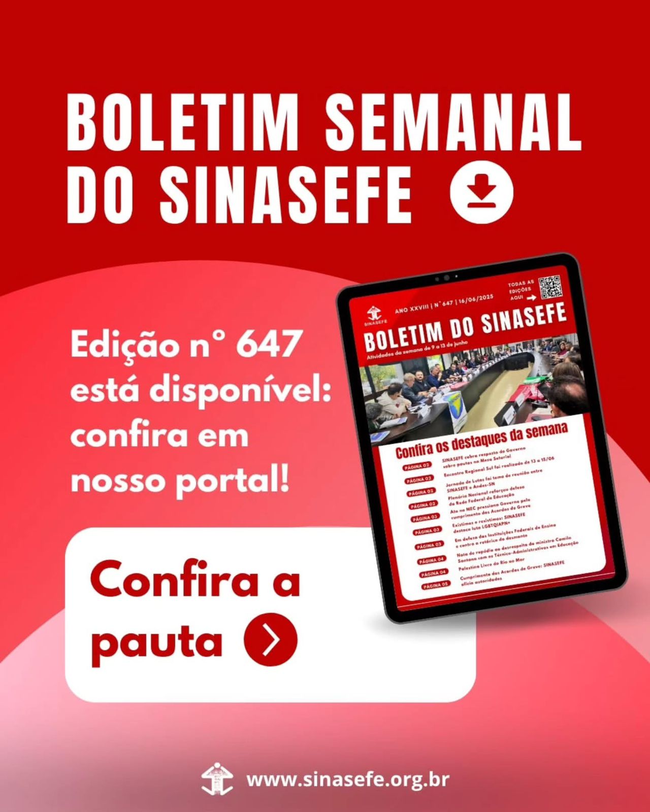 Boletim Semanal 647 está disponível, confira a publicação