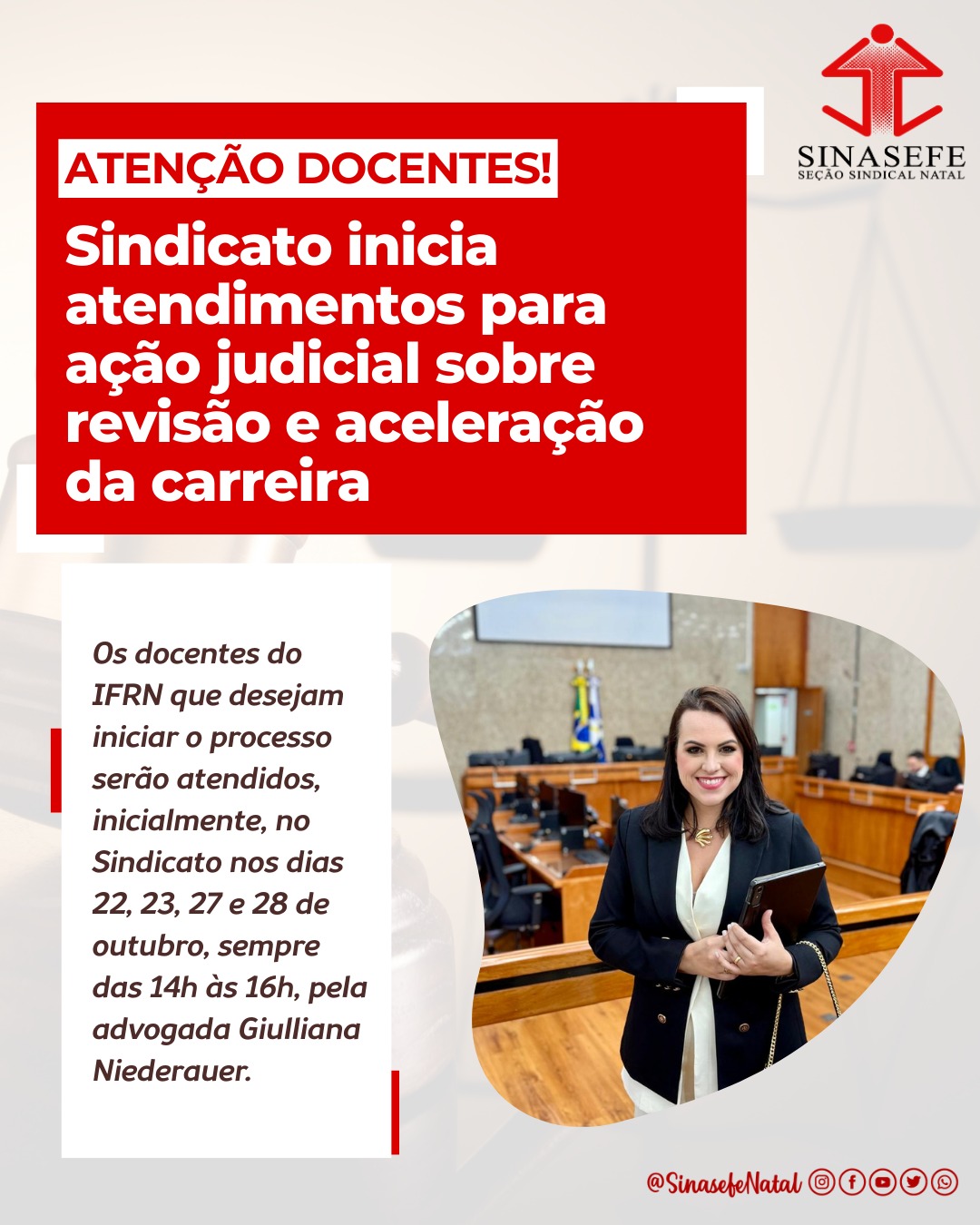 ATENÇÃO DOCENTES! | Sindicato inicia atendimentos para ação judicial sobre revisão e aceleração da carreira