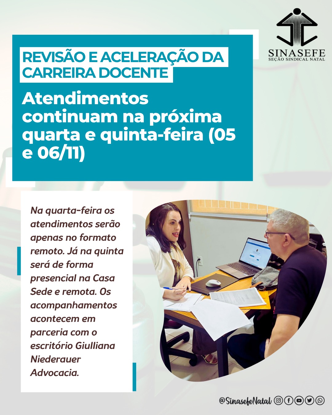 Revisão e Aceleração da Carreira Docente | Atendimentos continuam na próxima quarta e quinta-feira (05 e 06/11)