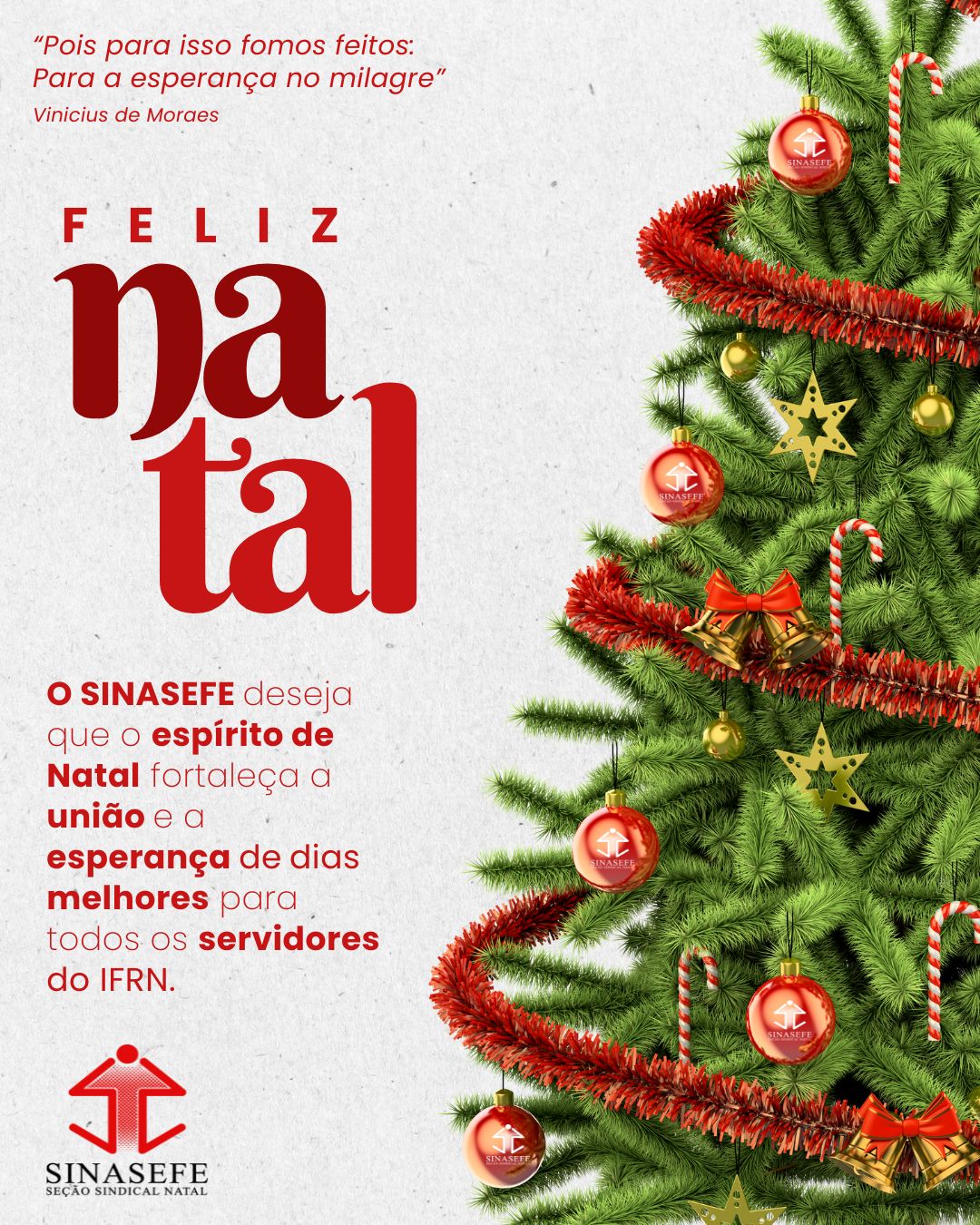 Post Instagram Feliz Natal Frase Minimalista Branco e Vermelho
